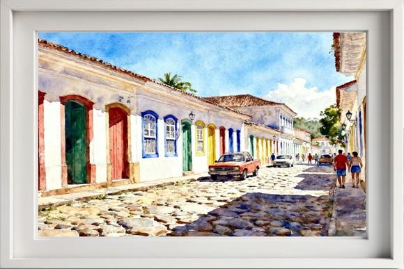 Quadro Paisagem de Parati Rj Aquarela - Decoração Pa03