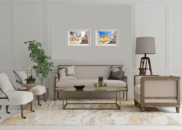 Quadro Paisagem de S J D Rei Mg Aquarela - Decoração Sr03