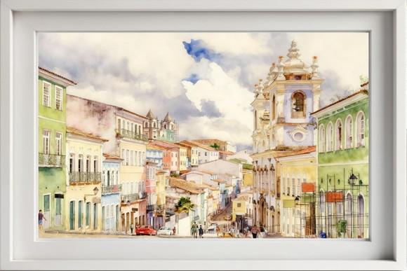 Quadro Paisagem de Salvador Ba Aquarela - Decoração 03