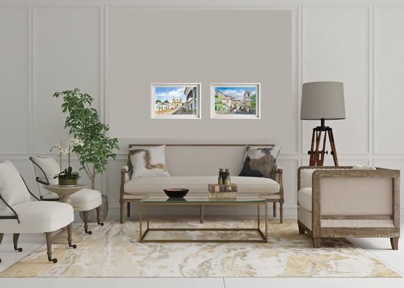 Quadro Paisagem de Tiradentes Mg Aquarela - Decoração 01