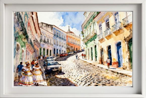 Quadro Paisagem de Salvador Ba Aquarela - Decoração Sa04