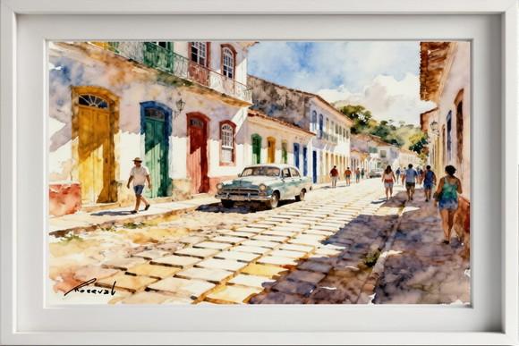 Quadro Paisagem de Tiradentes Mg Aquarela - Decoração Tr02