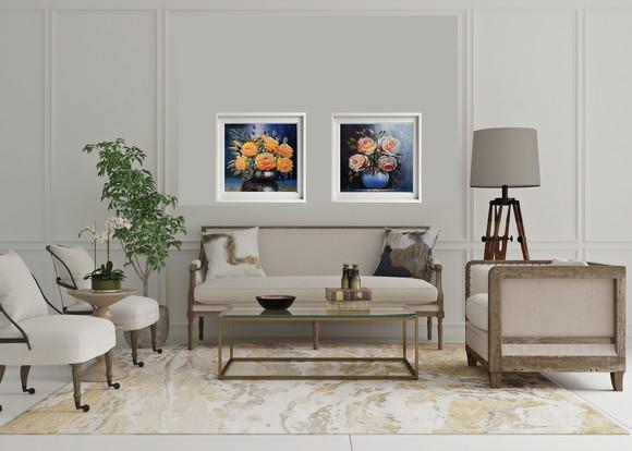 Quadro Pintado à Mão - Rosas Amarelas