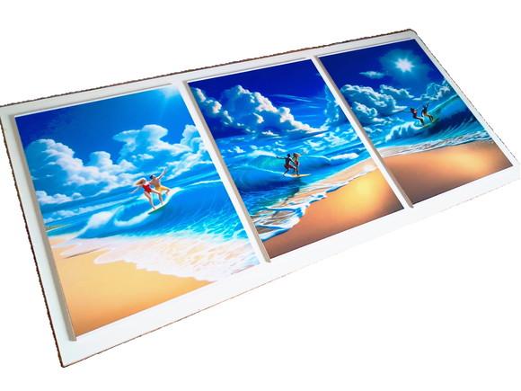 Trio Quadros Decorativos Praia e Surf Paisagem Sol 20x28cm