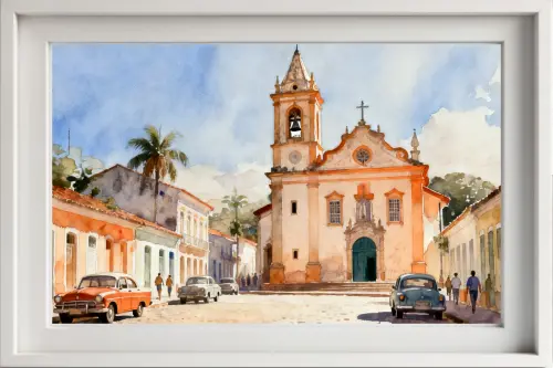 Quadro Paisagem Cidade Histórica Aquarela - Decoração 19