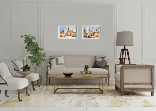 Quadro Paisagem Cidade Histórica Aquarela - Decoração 19