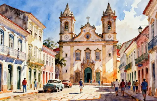 Kit 2 Quadros Aquarela Cidades Históricas - Frete Único 3-4