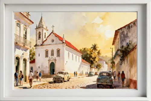 Kit 2 Quadros Aquarela Cidades Históricas- Frete Único 11-12