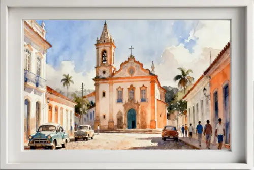 Kit 2 Quadros Aquarela Cidades Históricas- Frete Único 17-18