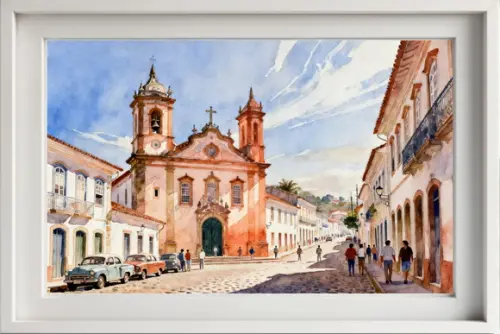 Kit 2 Quadros Aquarela Cidades Históricas- Frete Único 21-22