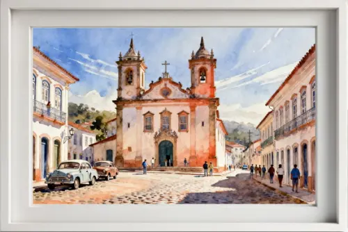 Kit 2 Quadros Aquarela Cidades Históricas- Frete Único 21-22