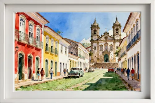 Kit 2 Quadros Aquarela Cidades Históricas- Frete Único 25-26