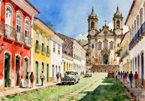 Kit 2 Quadros Aquarela Cidades Históricas- Frete Único 25-26