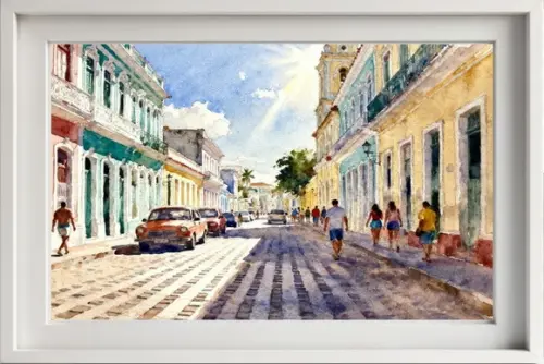 Kit 2 Quadros Aquarela Olinda Pe - Frete Único 1-2