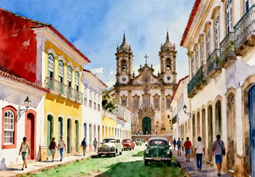 Kit 2 Quadros Aquarela Cidades Históricas- Frete Único 27-28