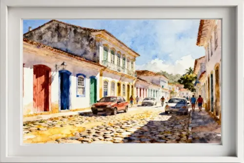 Kit 2 Quadros Aquarela Parati Rj - Frete Único 3-4