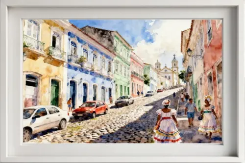 Kit 2 Quadros Aquarela Salvador Ba - Frete Único 1-2