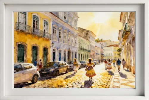 Kit 2 Quadros Aquarela Salvador Ba - Frete Único 1-2
