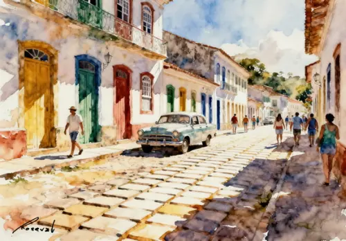Kit 2 Quadros Aquarela Tiradentes Mg - Frete Único 1-2