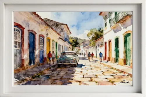 Kit 2 Quadros Aquarela Tiradentes Mg - Frete Único 3-4