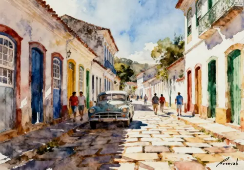 Kit 2 Quadros Aquarela Tiradentes Mg - Frete Único 3-4