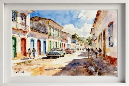 Kit 2 Quadros Aquarela Tiradentes Mg - Frete Único 3-4