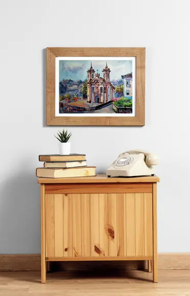 Paisagem de Ouro Preto Aquarela - Decoração Sala, Escrit.
