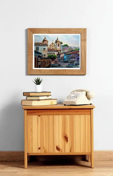 Paisagem de Ouro Preto Aquarela - Decoração Sala, Escrit. 01