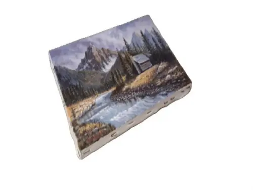 Pintura Acrílica Sobre Tela - Paisagem, Montanhas, Rio.