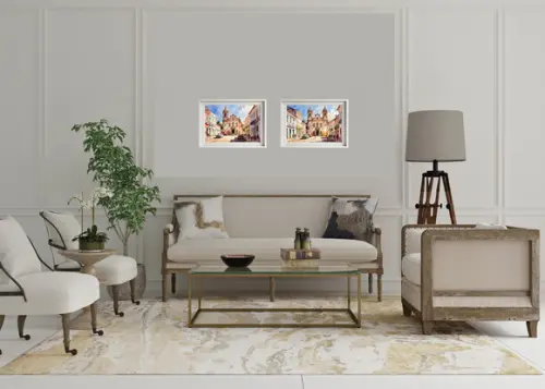 Quadro Paisagem Cidade Histórica Aquarela - Decoração 03