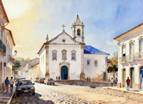 Quadro Paisagem Cidade Histórica Aquarela - Decoração 05