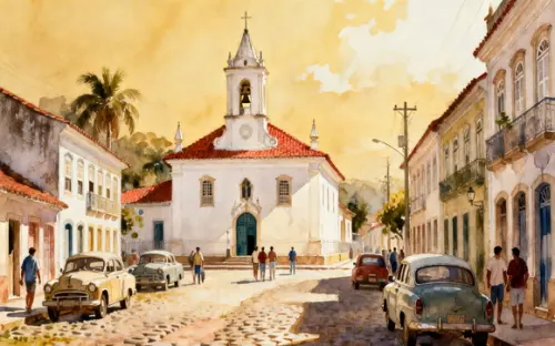 Quadro Paisagem Cidade Histórica Aquarela - Decoração 11
