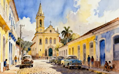 Quadro Paisagem Cidade Histórica Aquarela - Decoração 13