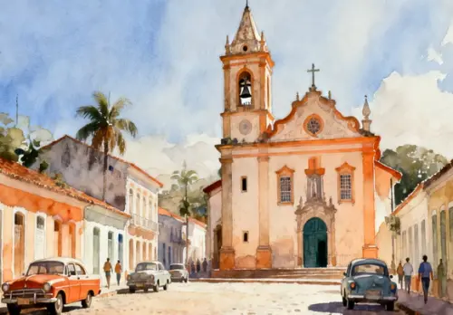 Quadro Paisagem Cidade Histórica Aquarela - Decoração 19