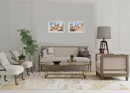 Quadro Paisagem Cidade Histórica Aquarela - Decoração 23