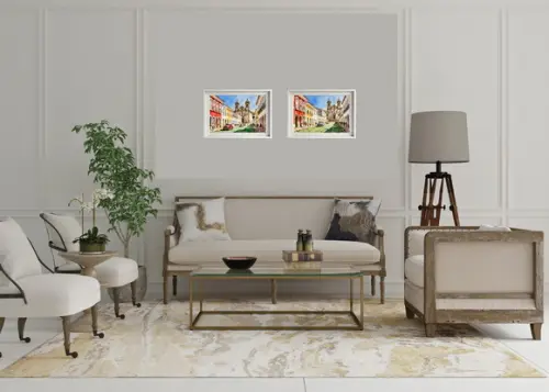 Quadro Paisagem Cidade Histórica Aquarela - Decoração 25