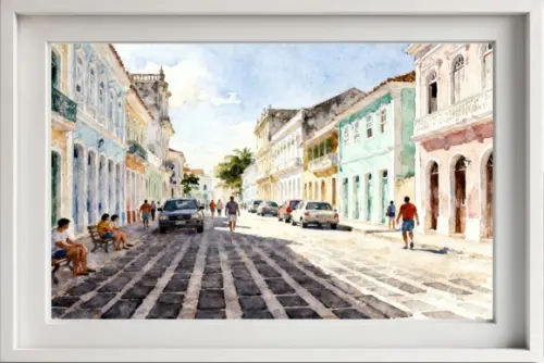 Quadro Paisagem de Olinda Pe Aquarela - Decoração Ol03