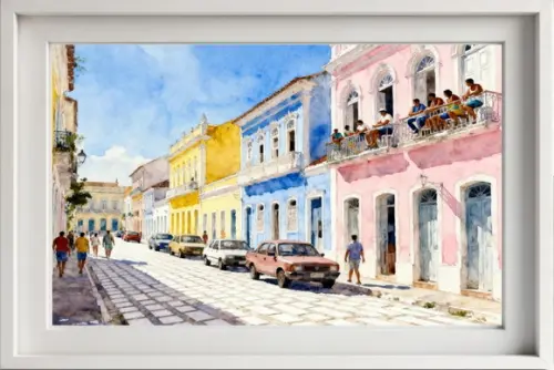 Quadro Paisagem de Olinda Pe Aquarela - Decoração Ol02