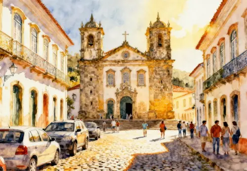 Quadro Paisagem de Ouro Preto Mg Aquarela - Decoração Op04