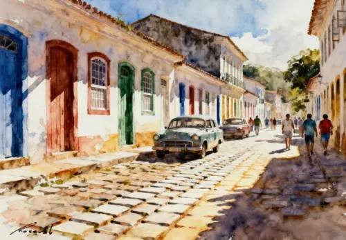 Quadro Paisagem de Tiradentes Mg Aquarela - Decoração Tr01