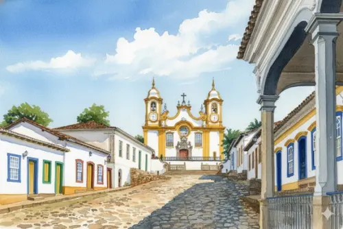Quadro Paisagem de Tiradentes Mg Aquarela - Decoração 01