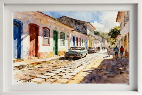 Quadro Paisagem de Tiradentes Mg Aquarela - Decoração Tr01