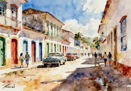 Quadro Paisagem de Tiradentes Mg Aquarela - Decoração Tr04
