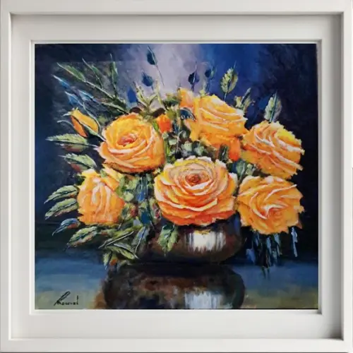 Quadro Pintado à Mão - Rosas Amarelas