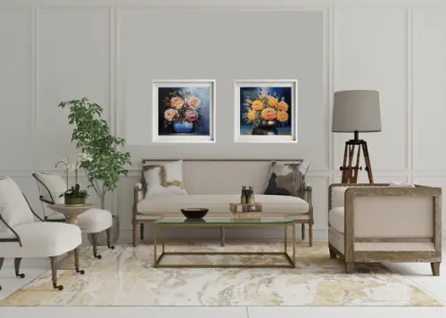 Quadro Pintado à Mão - Rosas Brancas