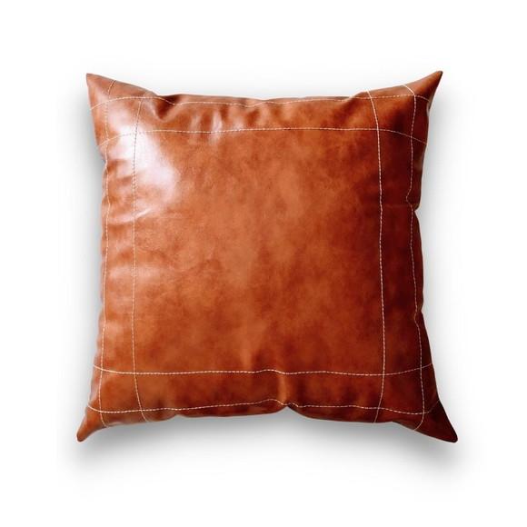 Capa de Almofada Noha em Couro Sintético e Sarja 40x40cm