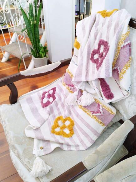 Manta Decorativa Algodão com Tassel Flora
