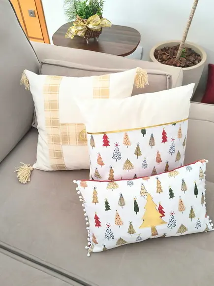 Capa de Almofada Natal Árvores 25x40cm