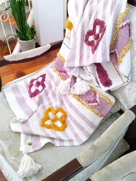 Manta Decorativa Algodão com Tassel Flora