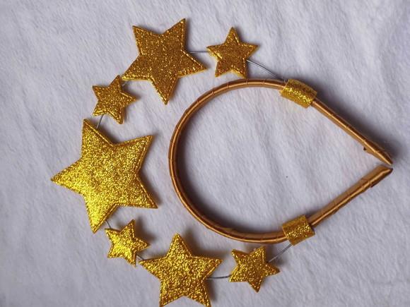 1 Tiara Personalizada Estrela + 8 Apliques Estrelas